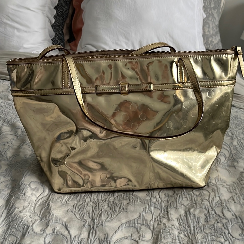 Gold polka dot Kate spade tote